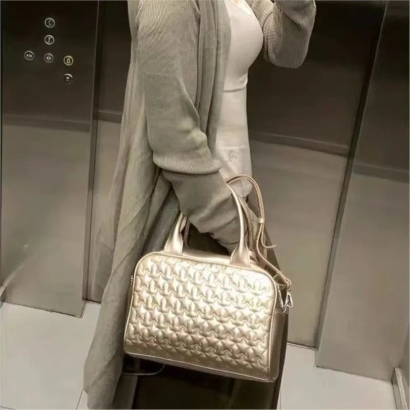 LIZAKOSHT  -  Hot Girl Y2k Star Embossed Handbag Women Champagne Gold Large Capacity Pillow Shoulder Bag Ladies Fashion Harajuku Crossbody Bag