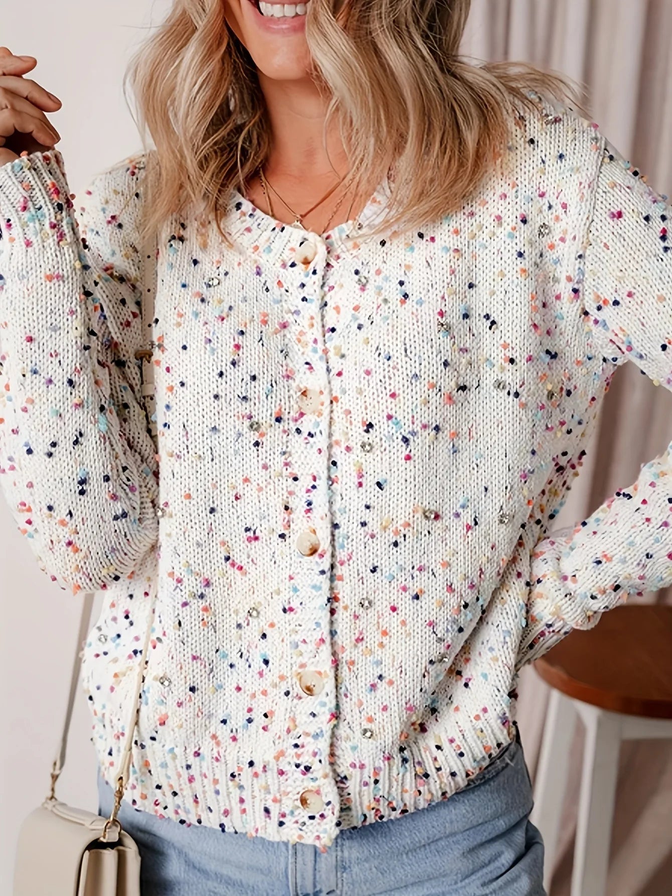 LIZAKOSHT  -  Clothes Autumn Women's Color Polka Dot Splicing Pullover Knitted Sweater