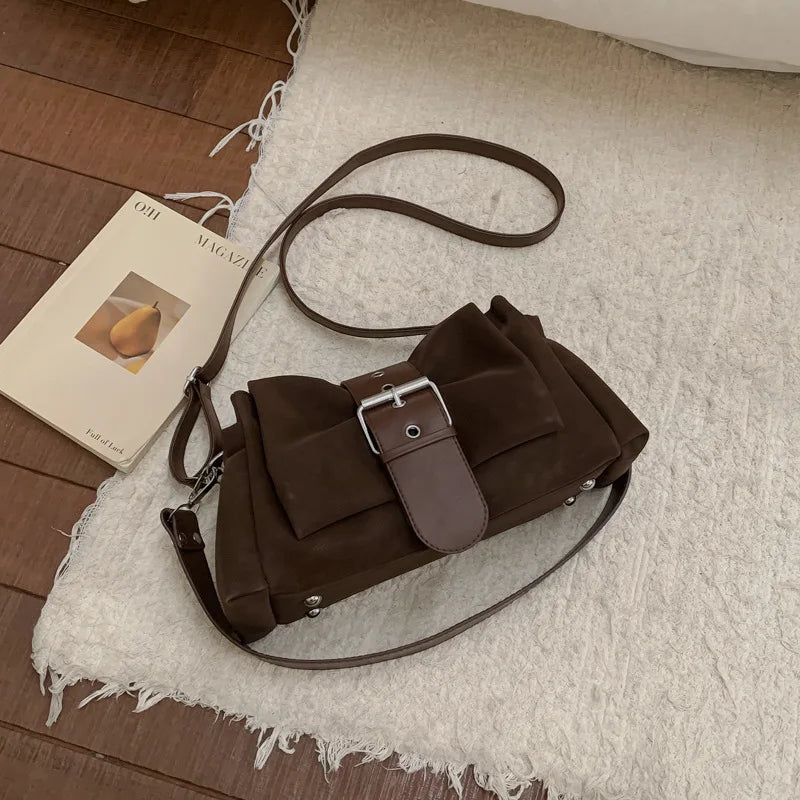 LIZAKOSHT  -  Faux Suede Women Axillary bags fashion ruched ladies Shoulder messenger Bag female handbag small Underarm Bag bolsa feminina