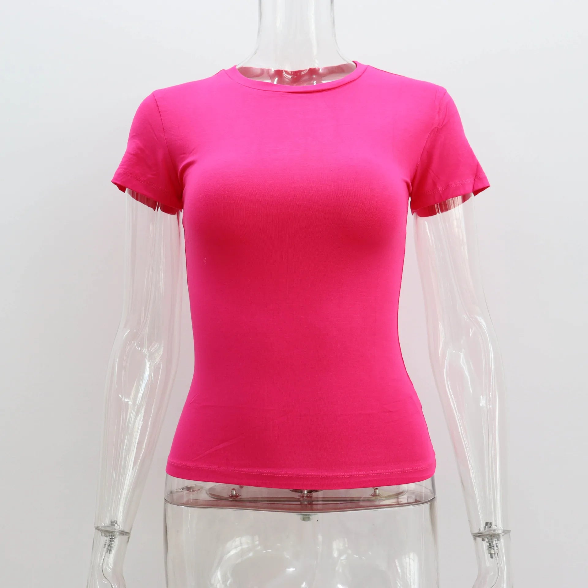 LIZAKOSHT  -  Women Summer Slim High Stretch T Shirts Sexy O-Neck Short Sleeve Tees Summer Tops For Women Clothes