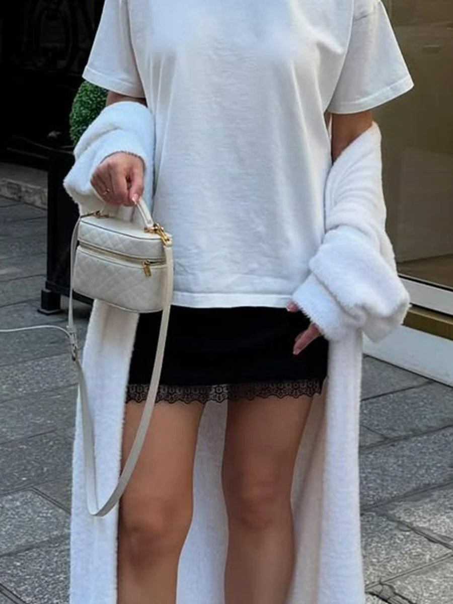 LIZAKOSHT  -  New Chic Lace Patchwork Pink Skirts Women's Summer Zip-up Slim Satin Skirt Female Casual Short Dress Y2K Streetwear