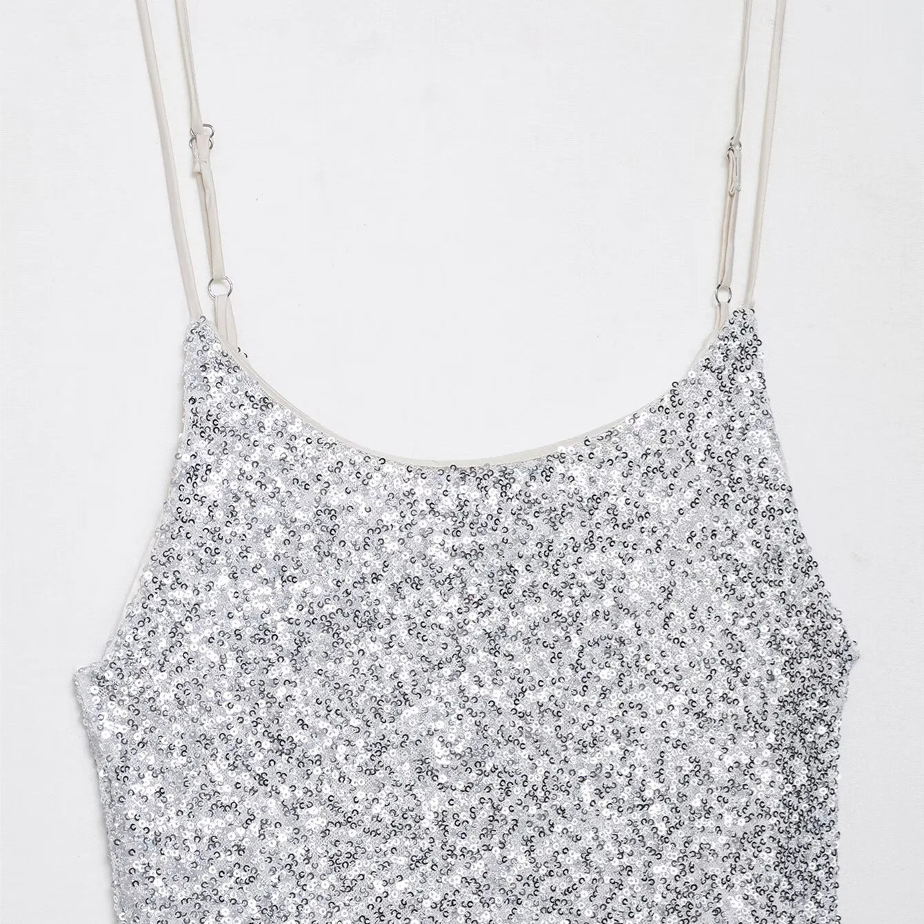 LIZAKOSHT  -  Autumn Sequin Fashion Long Dress For Women Patchwork Backless Spaghetti Slim High Waist Party Dress Female Shiny Dress