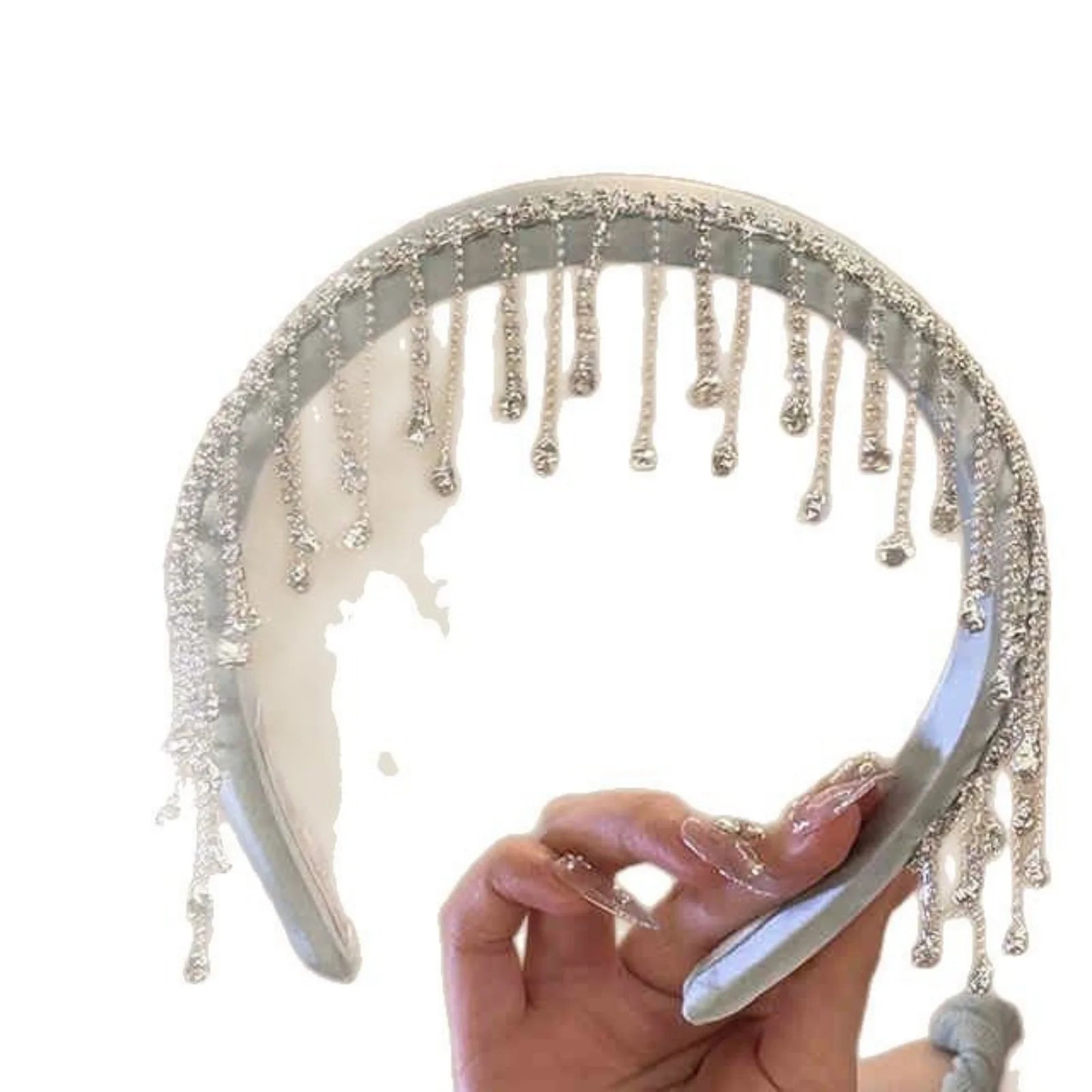 LIZAKOSHT  -  1PC Diamond Tassel Flocking Hair Bands for Women Delicate Fashion Hair Accessories Premium Sense Simple Versatile Hair Accessori