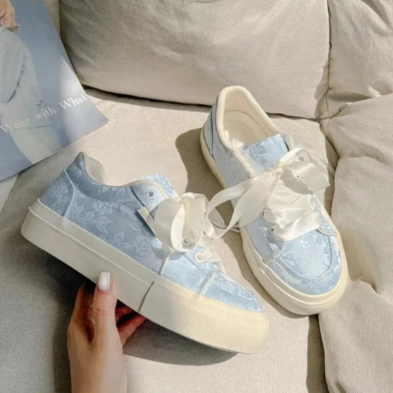 LIZAKOSHT  -  Solid Color Shoes Women Sneakers Minimalist Style Lace Up Breathable Casual Shoes Print Comfortable Shoes Ladies