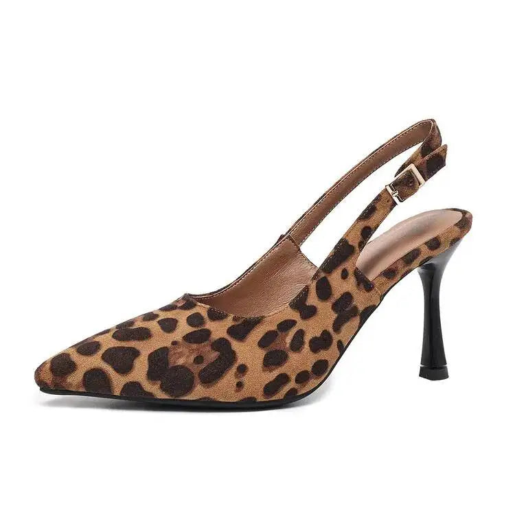 LIZAKOSHT  -  Sexy Stiletto Heels Red Pointed Toe Office Women Shoes Leopard Print Women's Sandals