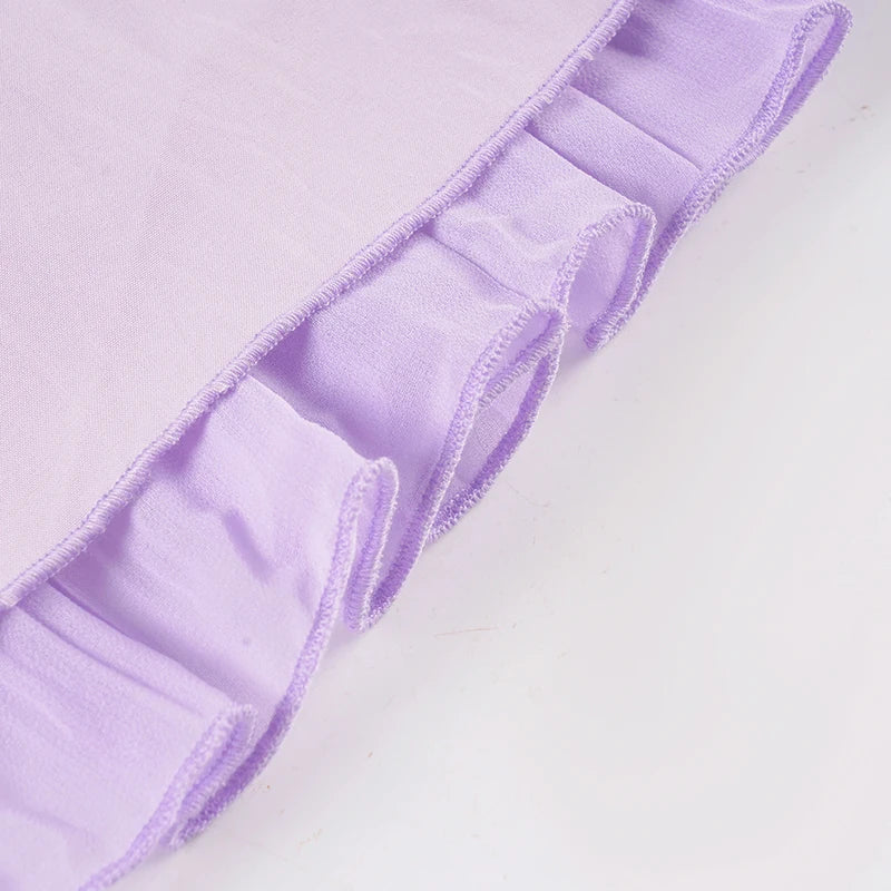 LIZAKOSHT  -  Purple Chiffon Backless Sleeveless Sundress Elegant  Sexy Deep V Neck A-line Mini Dress Summer Beach Vacation Outfits
