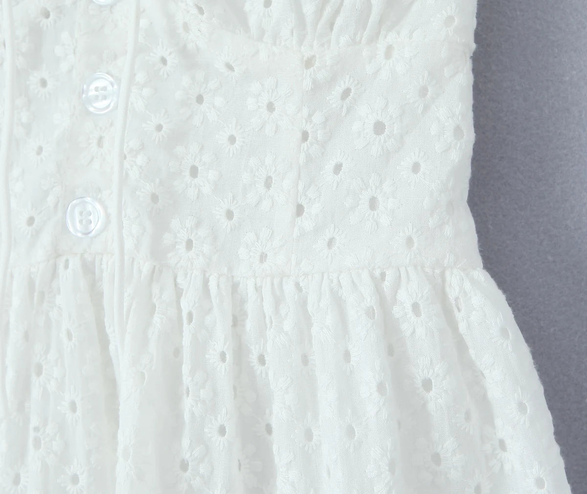 LIZAKOSHT  -  Evening Party Embroideryed Dress Elegant Summer Solid Color White Lace dress Off Shoulder Short Dress Front Tie Back Shirred