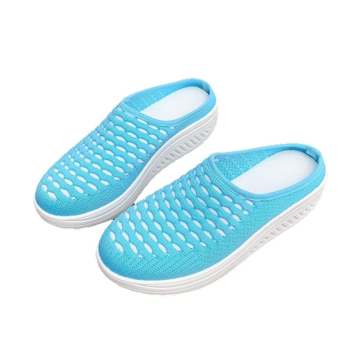 LIZAKOSHT  -  Low Shoes Woman  Cover Toe Massage Slippers House Rome Cotton Fabric Hoof Heels Rubber Slides Shoes Low Home Slippers Women'