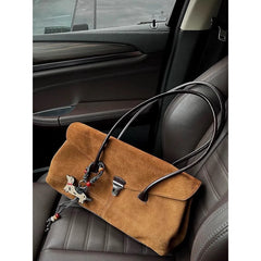 LIZAKOSHT  -  New Brown Suede High-end Tote Bag Fashionable Women's Bag Versatile Suede Handbag Single Shoulder Armpit Bag Commuter Bag
