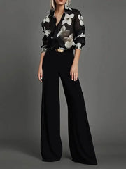 LIZAKOSHT  -  Black Flared Pants For Women Fashion High Waits Slim Fit Urban Casual Office Trousers Bottoms New Spring Summer