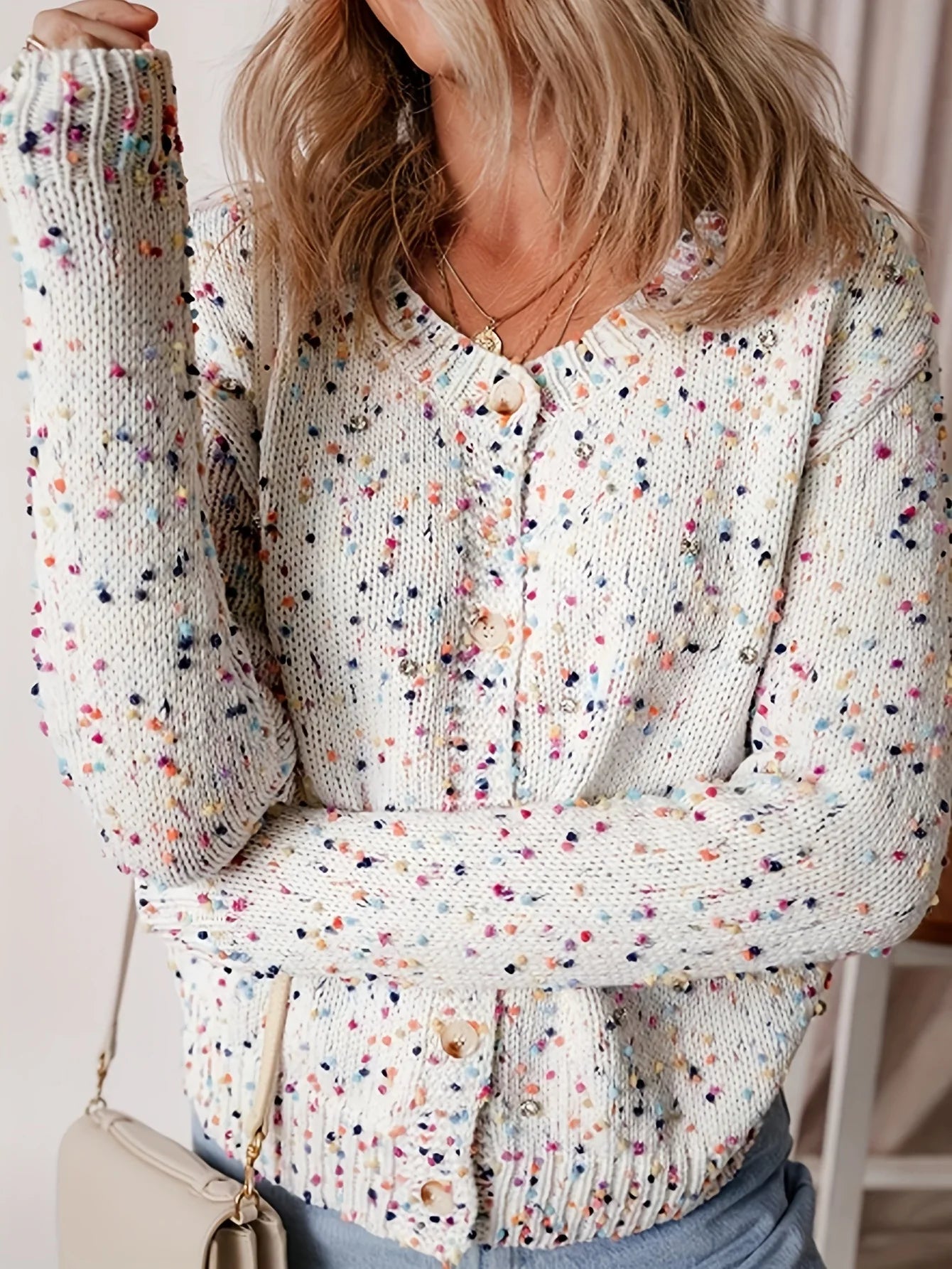 LIZAKOSHT  -  Clothes Autumn Women's Color Polka Dot Splicing Pullover Knitted Sweater