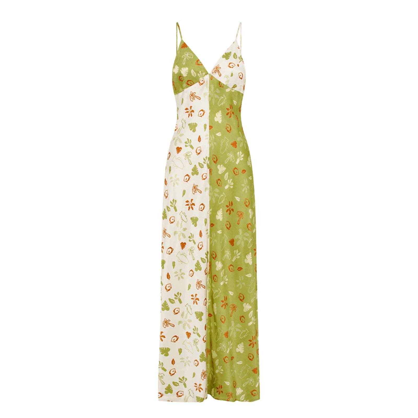 LIZAKOSHT  -  Women Summer Fairy Floral Deep V Neck Maxi Dresses Sleeveless Patchwork Long Dress Sundress vestidos