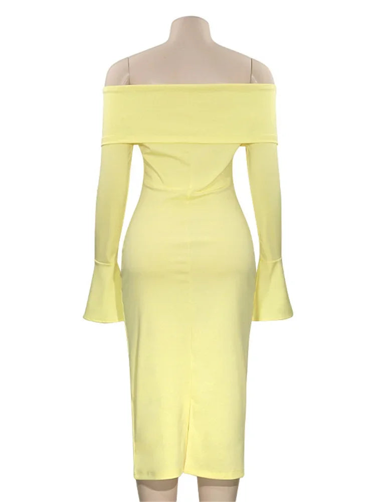 LIZAKOSHT  -  Backless Fashion Slim Maxi Dress Female Solid High Waist Patchwork Autumn Bandeau Long Sleeve Dress Women's Party Dress