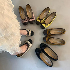 LIZAKOSHT  -  Fashion Mixed Color Women's Dress Shoes Round Toe Shallow Slip On Flats Shoes Flat Ladies Casual Ballet Shoes Soft