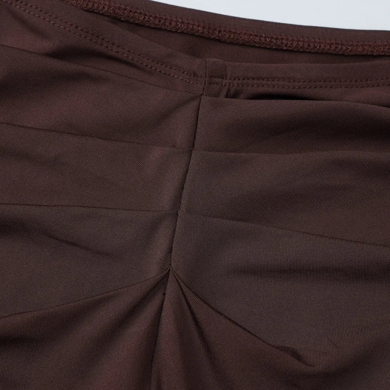 LIZAKOSHT  -  Simple Sexy Solid Color U Neck Camisole Tank Tops+Tight Ruched Long Half Skirts Women Fashion Street Style Two-piece Outfit