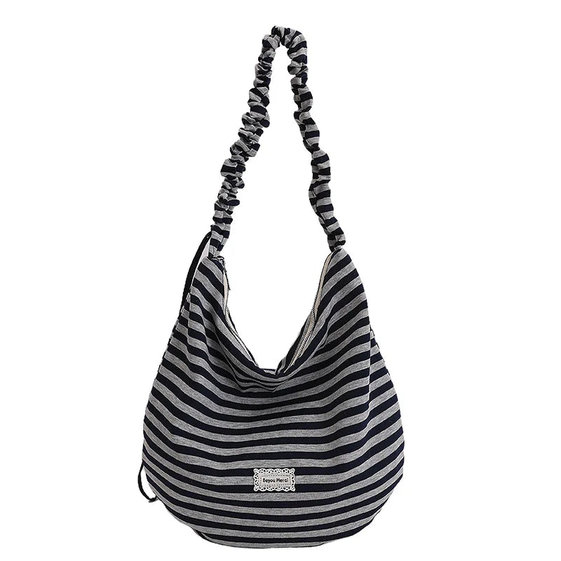 LIZAKOSHT  -  New Fashion Striped Commuter Bag Large Capacity Women's Simple Underarm Ladies Single Shoulder Bag Urban Minimalist Style