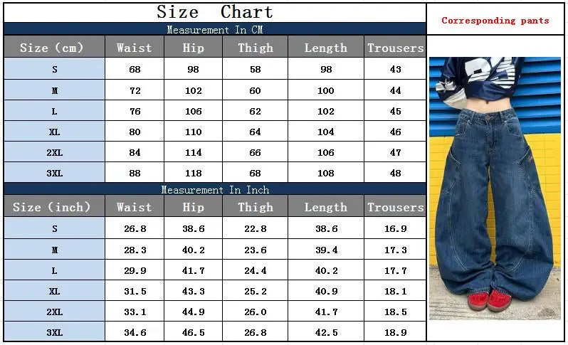 LIZAKOSHT  -  Cyber Y2K Streetwear Blue Wide Leg Baggy Harem Jeans Pants For Women Designer Clothes Multi Pockets Straight Lady Trousers