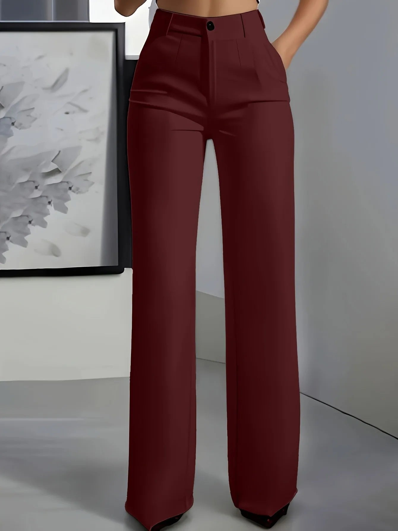 LIZAKOSHT  -  High Waist Dress Pants for Women Flowy Straight Leg Trousers Business Casual Slimming Pants Spring Summer