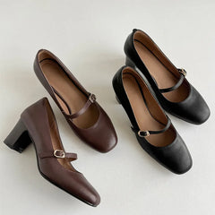 LIZAKOSHT  -  Fashion Pumps New High Quality True Leather Round Head Shallow Mouth High Heel Leather Shoes Modern Women's Shoes