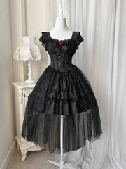 LIZAKOSHT  -  Lolita Dress Dark Rose JSK Sling Gorgeous Trailing Gothic Style