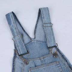 LIZAKOSHT  -  Fashion Women Ladies Baggy Denim Cross Border Special Jeans Bib Full Length Overall Solid Loose Casual Hot Suspender Jumpsuit