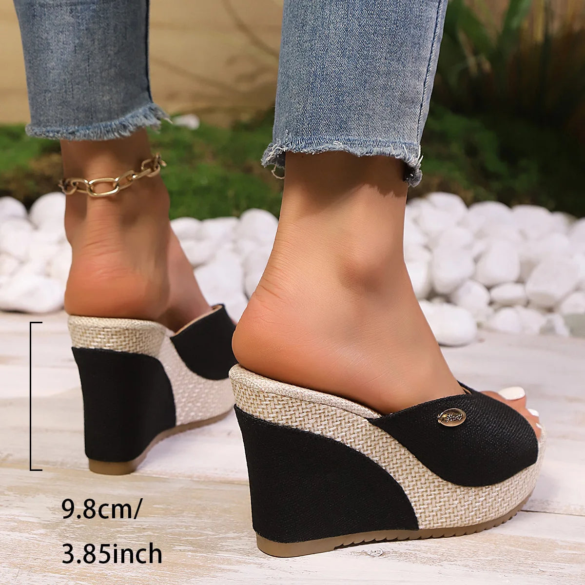 LIZAKOSHT  -  Lightweight Stylish Linen Sandals Women's Solid Color Linen Wedge Sandals Casual OpenToe Platform Shoes Ladies Sandals