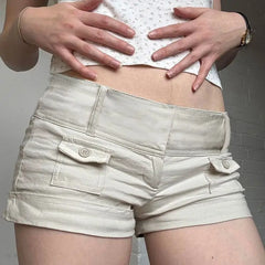 LIZAKOSHT  -  American Retro Button Pocket Tooling Shorts Women Waist Hot Casual Pants