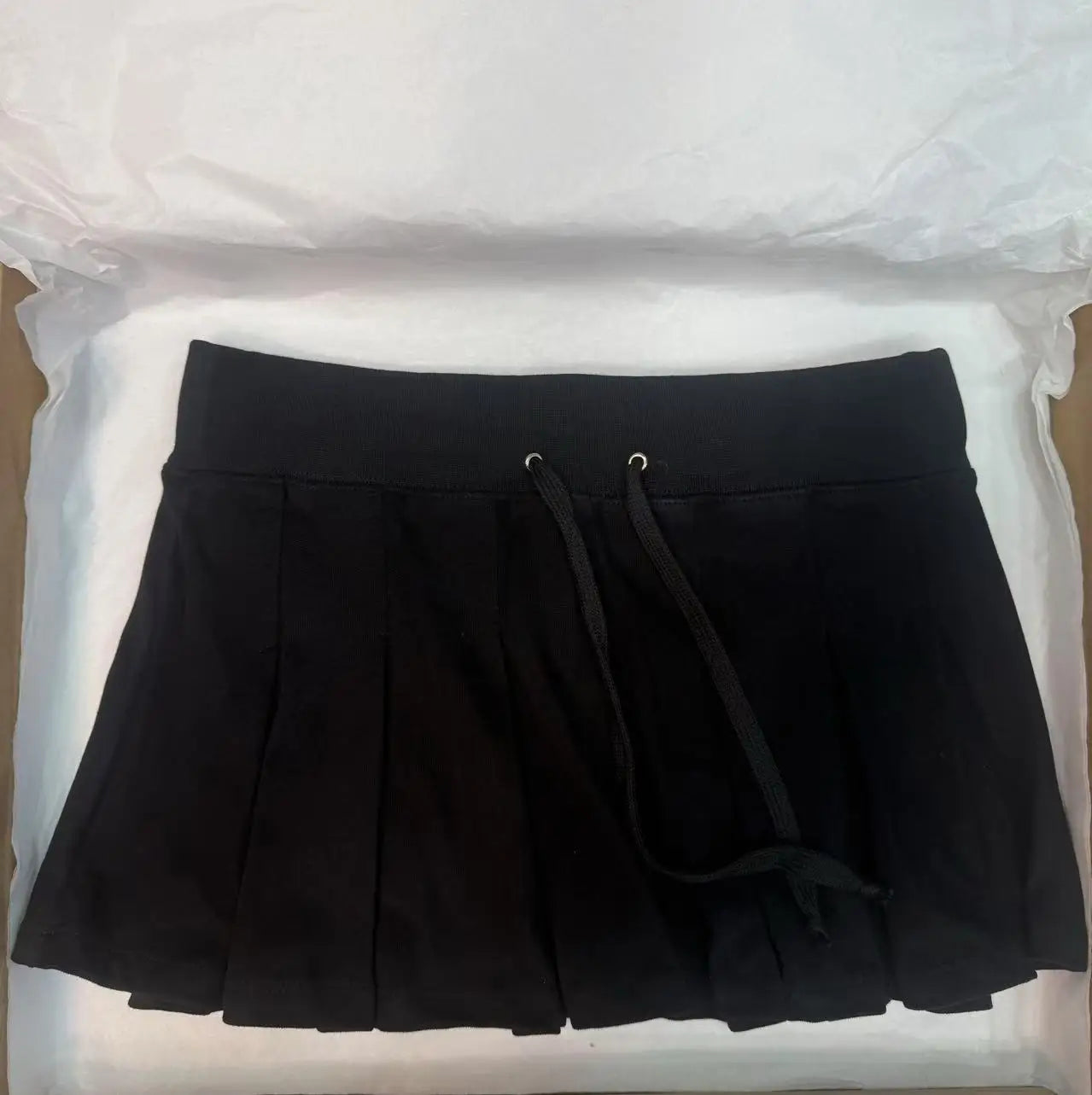 LIZAKOSHT  -  Drawstring Gray Mini Pleated Skirt Women Summer Elastic Waist Simple A-line Faldas Sweet Preppy Style Solid Sport Short Skirts