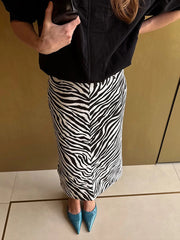 LIZAKOSHT  -  Snake Print High Waist Bodycon Midi Skirt Stretchy Animal Print Ruched Side Summer Sexy Women Night Out Casual Outfit