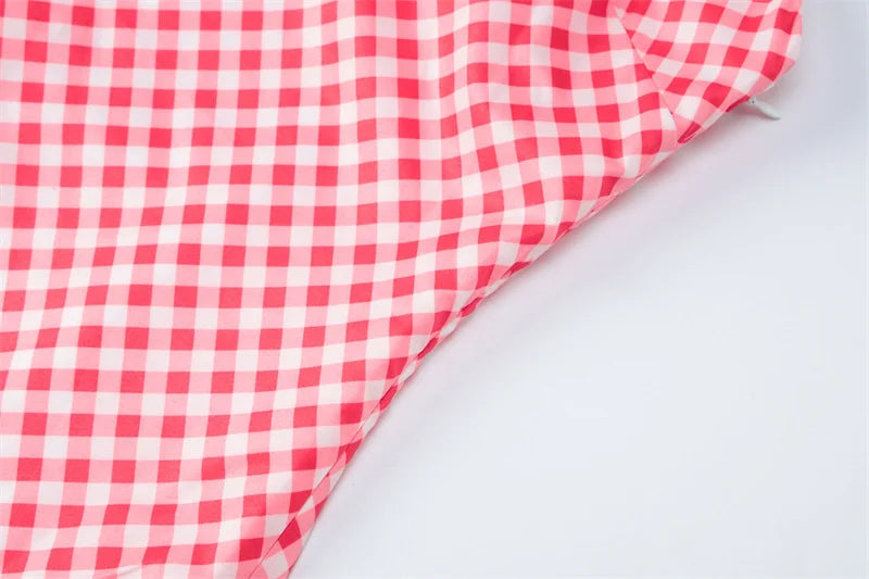 LIZAKOSHT  -  Sexy V-neck Plaid Print Fashion Maxi Dress For Women Spaghetti Patchwork Sleeveless Vacation Long Dress Elegant Vestido