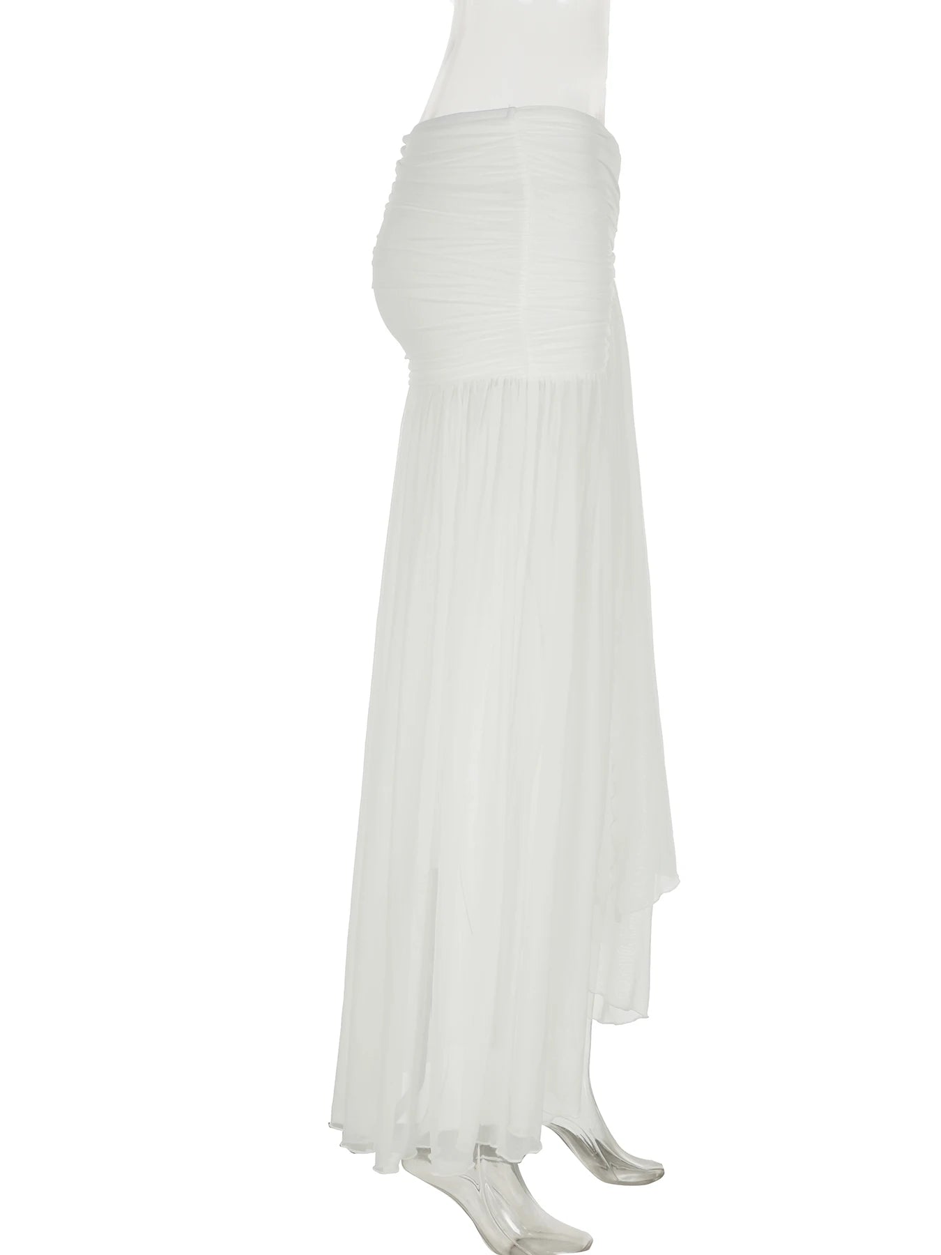 LIZAKOSHT  -  Vacation Loose Low-waisted Mesh Splicing Long Skirts Summer New Ruffle Half Body Skirt Women's Clothing