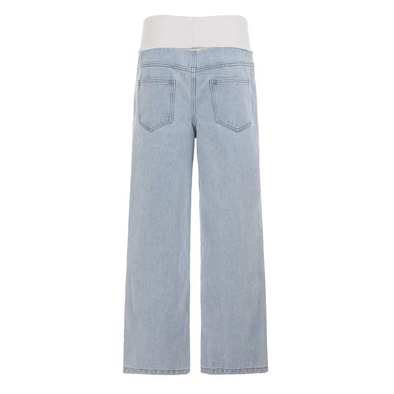 LIZAKOSHT  -  Streetwear Low Waisted Casual Straight-Leg Jeans Y2K Baggy Denim Pants Woman  Long Trousers Summer Clothing Harajuku
