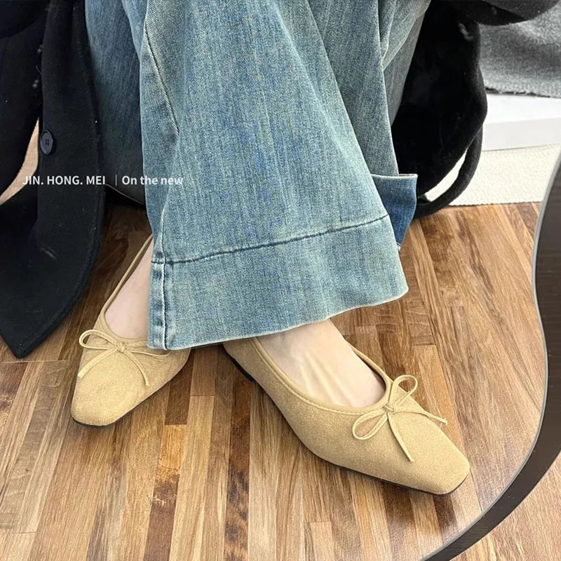 LIZAKOSHT  -  Female Flats Shoes Women Classics Casual Loafer Fashion Square Toe Soft Heel Design Bow Knot 2025 Spring Leopard Print Ballerina