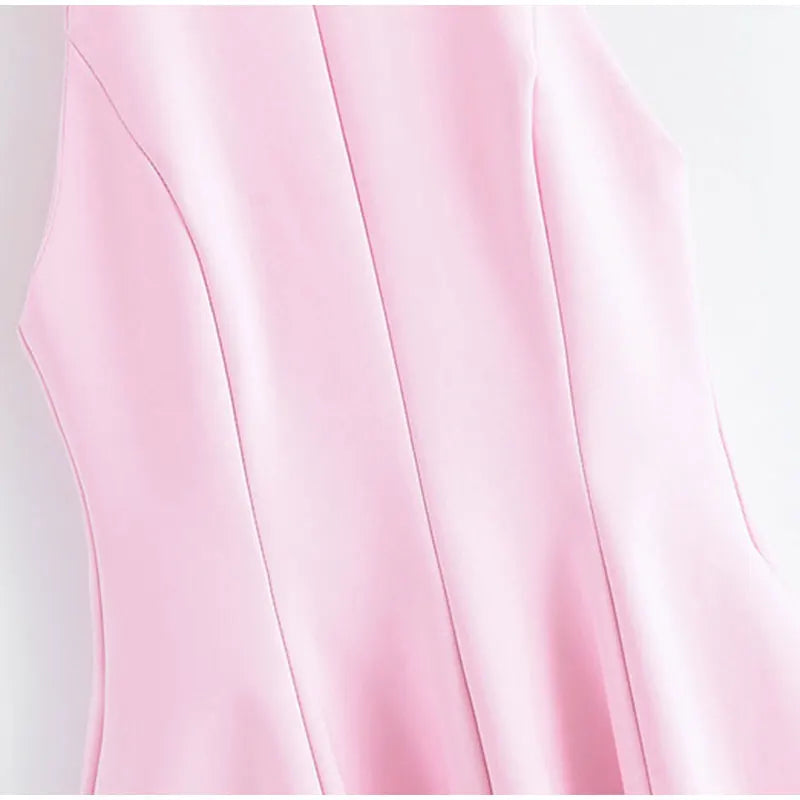 LIZAKOSHT  -  Sexy Solid Halter Backless Short Dresses Women Fashion Sleeveless High Waist Slim Mini Dress Female Summer Chic Casual Robes