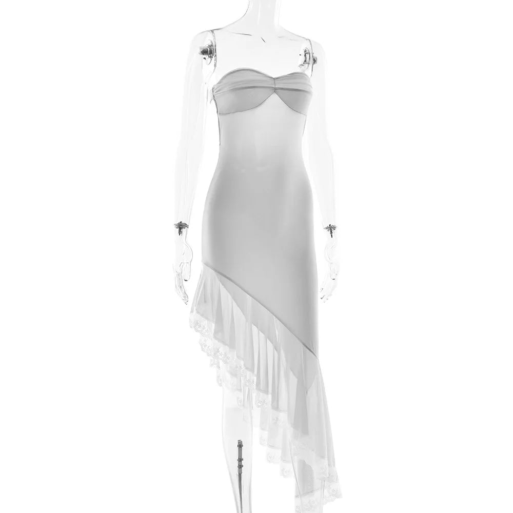 LIZAKOSHT  -  Sexy Slim Fit Bal Irregular Long Skirt High Waist Svel Midi Dr Women's Faion Ele Simple Color