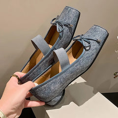 LIZAKOSHT  -  Retro Ballet Shoes Women's Outer Wear Single Shoes Flat Spring and Autumn French Mary Jane Shoes Straps Square Head