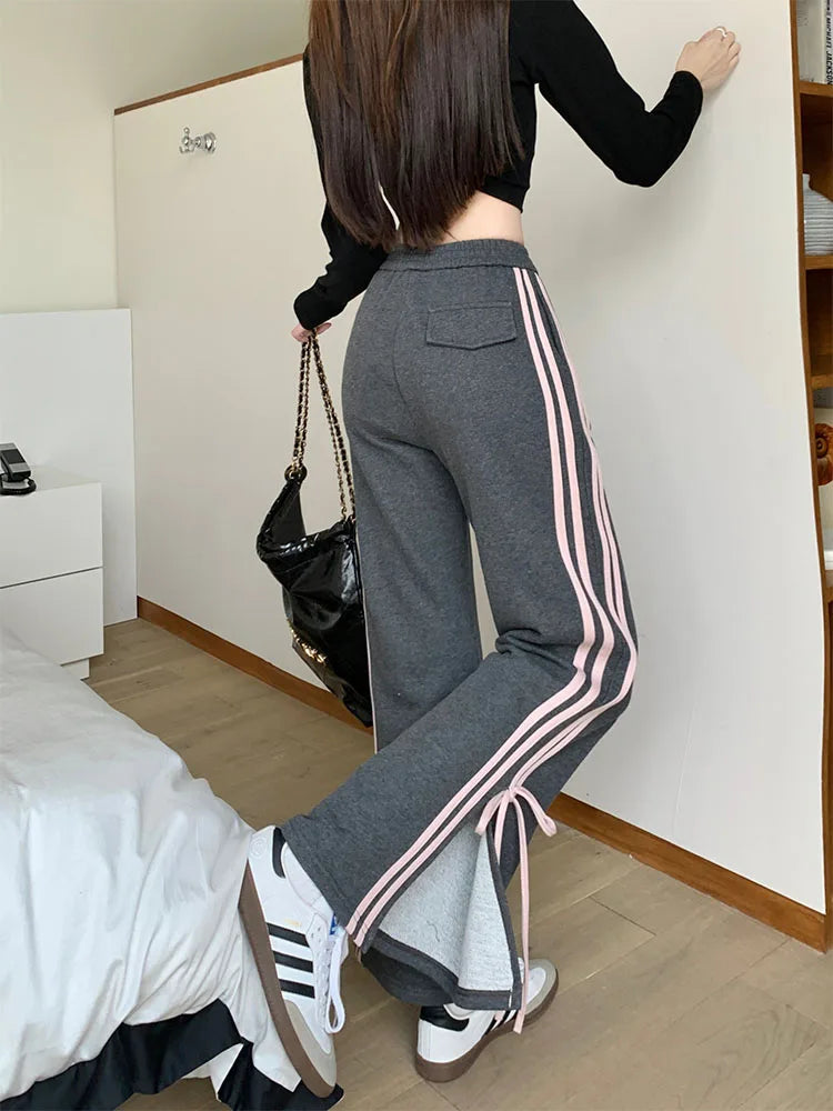 LIZAKOSHT  -  Women 2000s Aesthetic Cozy Kpop Vintage Elastic Waist Joggers Sweat Pants Long Trousers Grunge Baggy Pantalones Harajuku Fashion