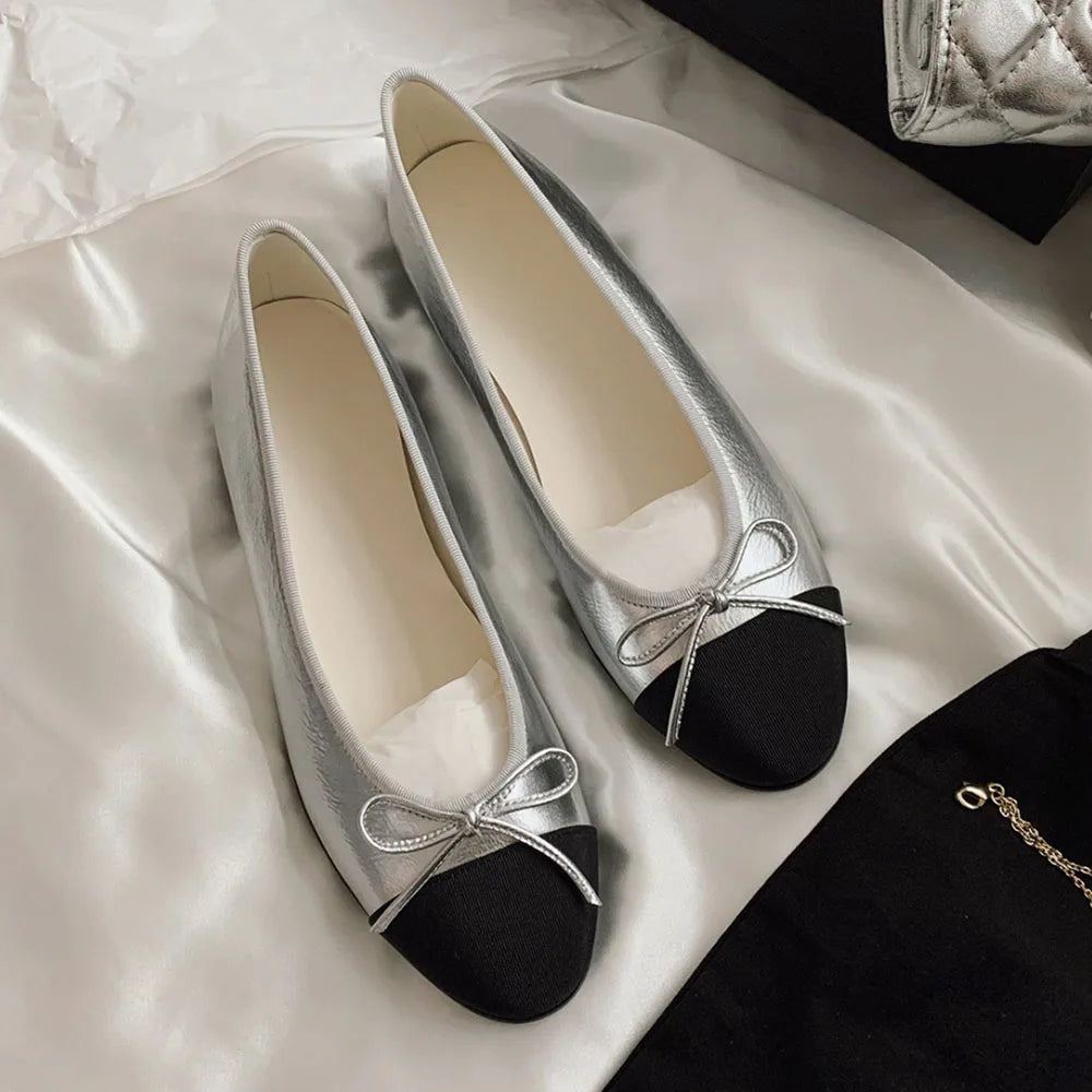 LIZAKOSHT  -  Brand Design Summer Classic 4.5cm Mid Heels Shoes Women Elegant Office Lady Round Toe Pumps Slip On Ballet Flats Dress Shoes