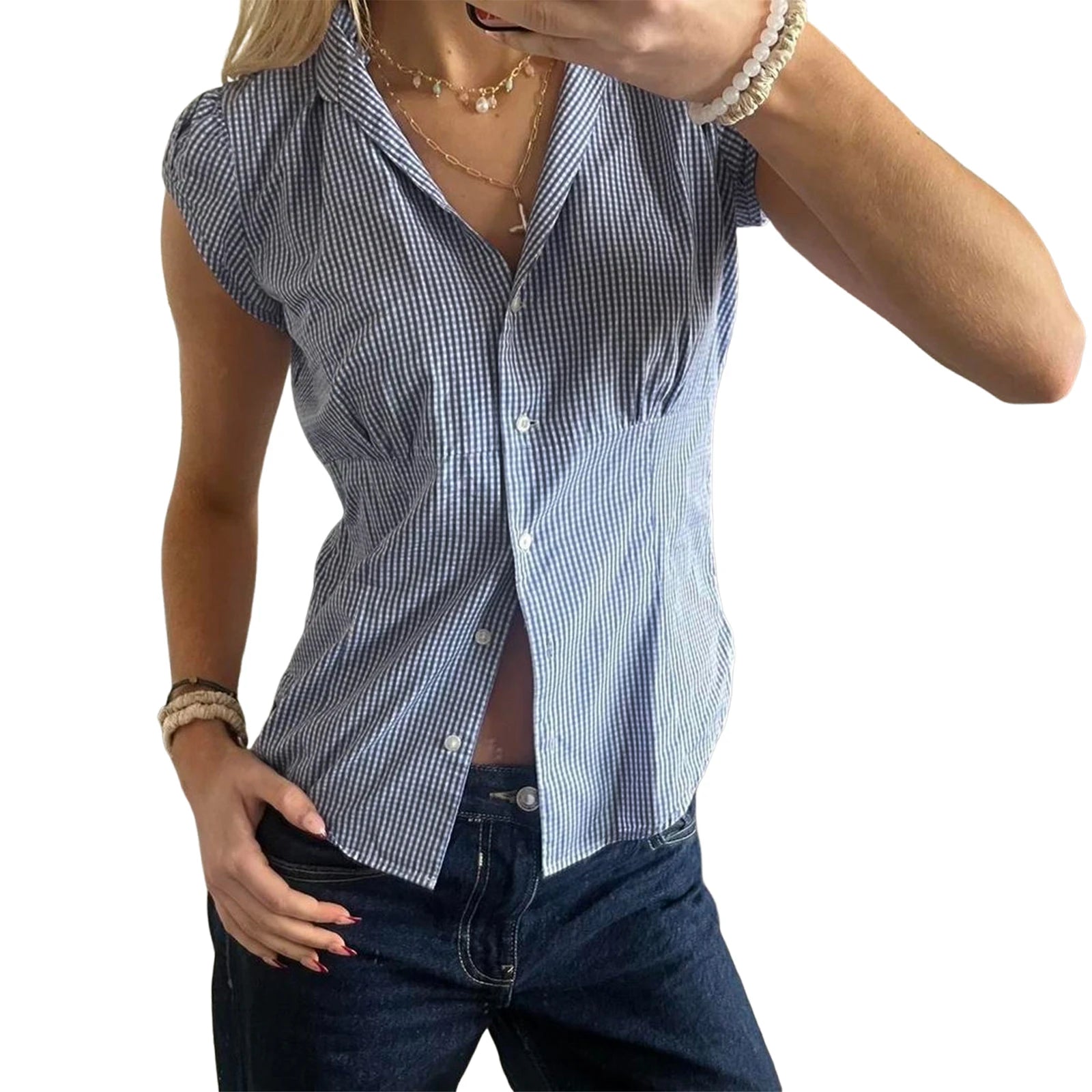 LIZAKOSHT  -  Women Floral Print Blouse V-Neck Sleeveless Tank Top with Ruffle Hem for Chic Summer Style and Beachwear