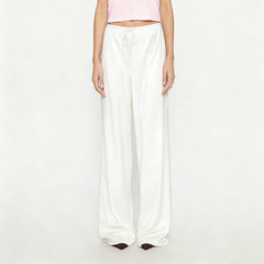 LIZAKOSHT  -  Women Satin Wide Leg Dress Pants Silk Casual Dressy Long Flowy Pants Elastic High Waisted Trousers