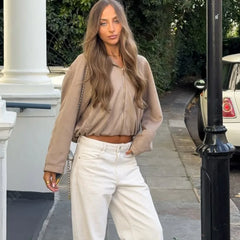 LIZAKOSHT  -  Retro Hooded Jacket Women Casual Loose Loose Zipper Coat Autumn Winter New Fashion Vintage Hoodies Simple Sweatshirt Female