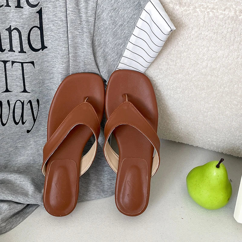 LIZAKOSHT  -  Gladiator Summer Clip Toe Women Slippers Fashion Low Heel Slide Ladies Outdoor Beach Dress Sandalias
