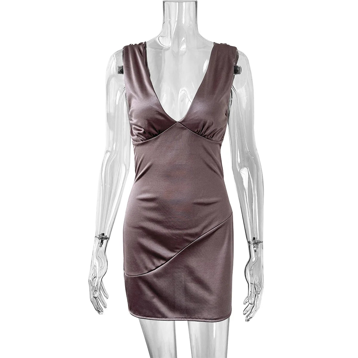 LIZAKOSHT  -  Sexy V-neck Sleeveless Short Skirt with Hot Backless Lace-up Hip-pack Dress