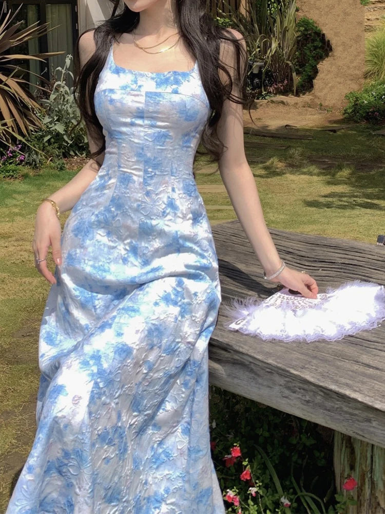 LIZAKOSHT  -  Elegant Evening Dress Sweet Floral Slim Midi Club Gown Beach Robe Femme Ladies Sexy Mujer Vestido Summer Dress For Women