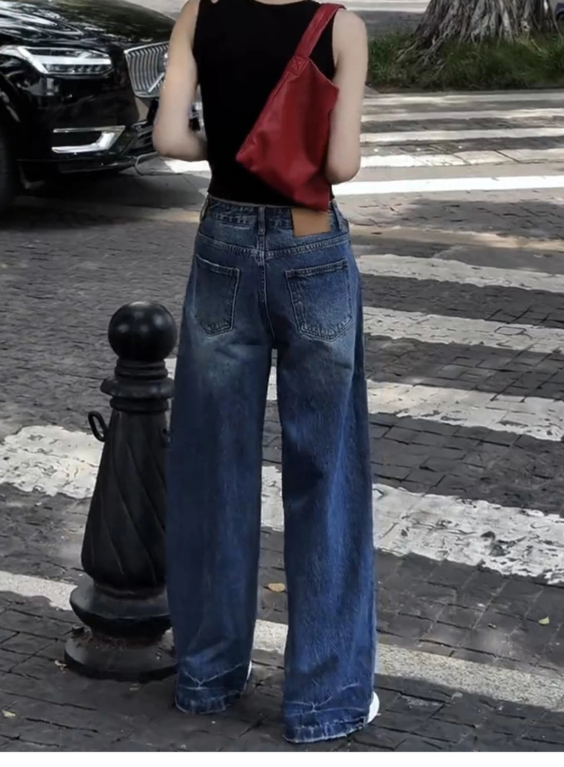 LIZAKOSHT  -  Women Casual Eclectic Waif 2000s Jeans American Vintage Patchwork Jeans Y2K Harajuku Street Style Washed Pockets Denim Trouser