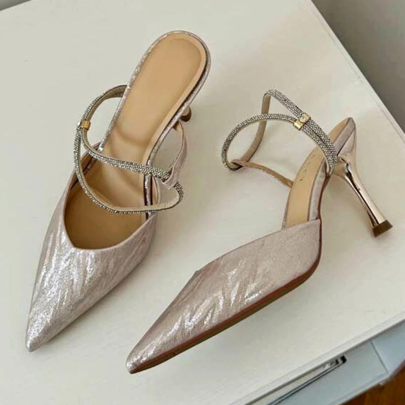 LIZAKOSHT  -  Shiny Pointed Toe High Heels Women Luxury Party Dress Shoes Sexy Elegant Slingback Shoes Fashion Brand Sandals for Women Pumps