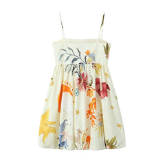 LIZAKOSHT  -  New Women Sexy Spaghetti Strap Floral Print Mini Dress Female Holiday Summer Loose Dress Short Vestidos