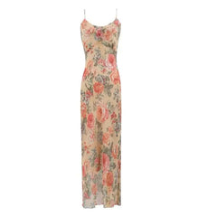 LIZAKOSHT  -  French Sweet Vintage Floral Dress Women Casual Spaghetti Strap Beach Dress Female Summer Office Lady Party Vestidos