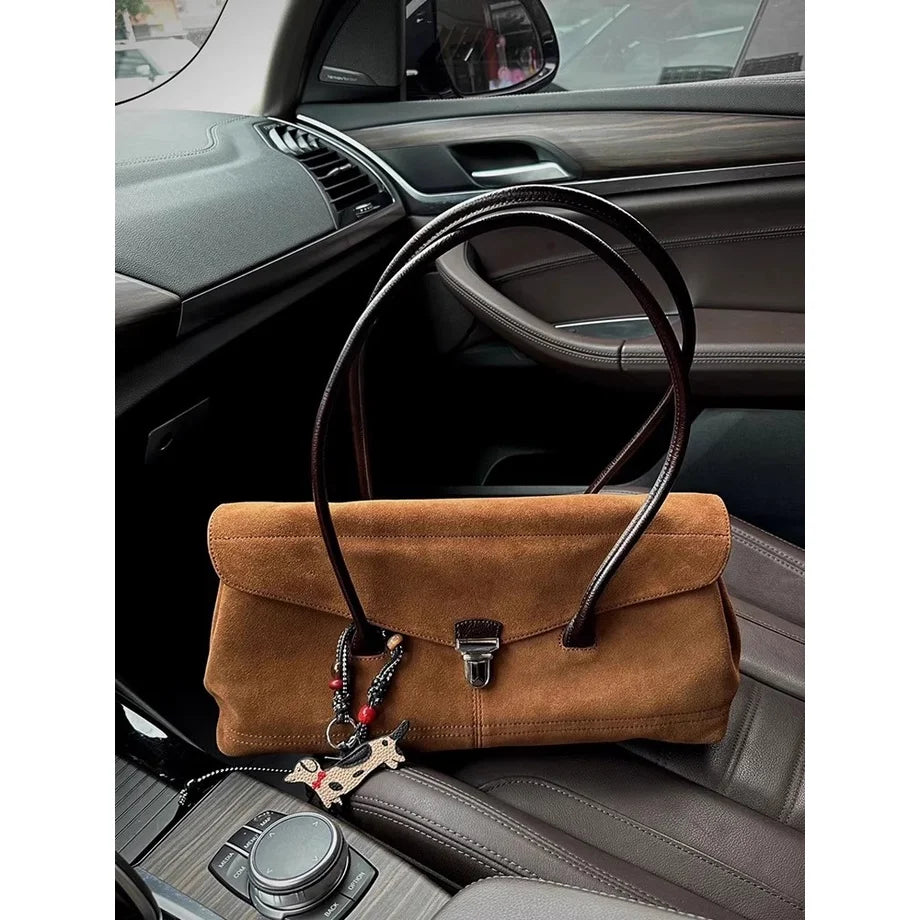 LIZAKOSHT  -  New Brown Suede High-end Tote Bag Fashionable Women's Bag Versatile Suede Handbag Single Shoulder Armpit Bag Commuter Bag