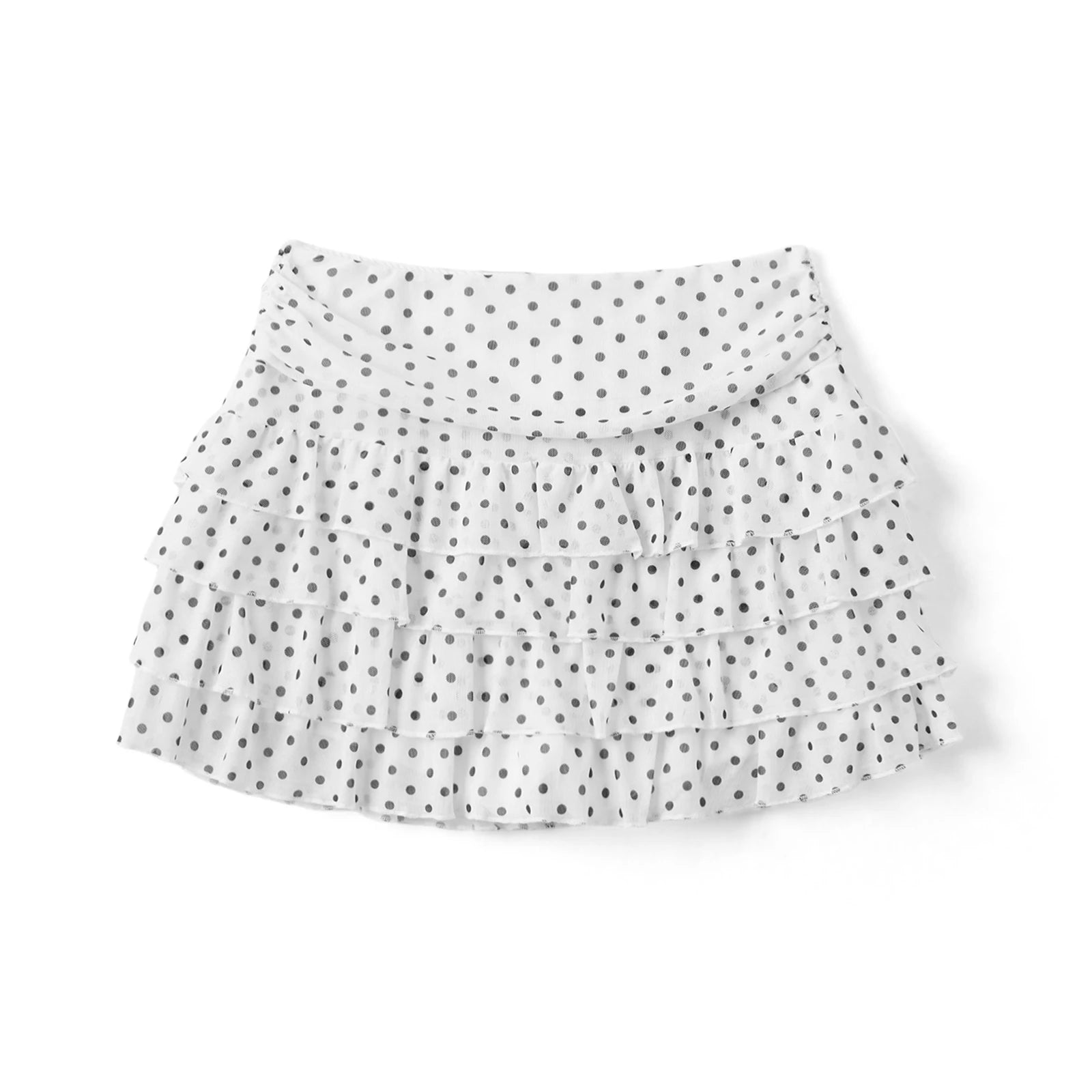 LIZAKOSHT  -  Women's Summer Dot Print Mini Skirt Casual Stylish High Waist Ruffled Layered Short Skirts for Club Gothic